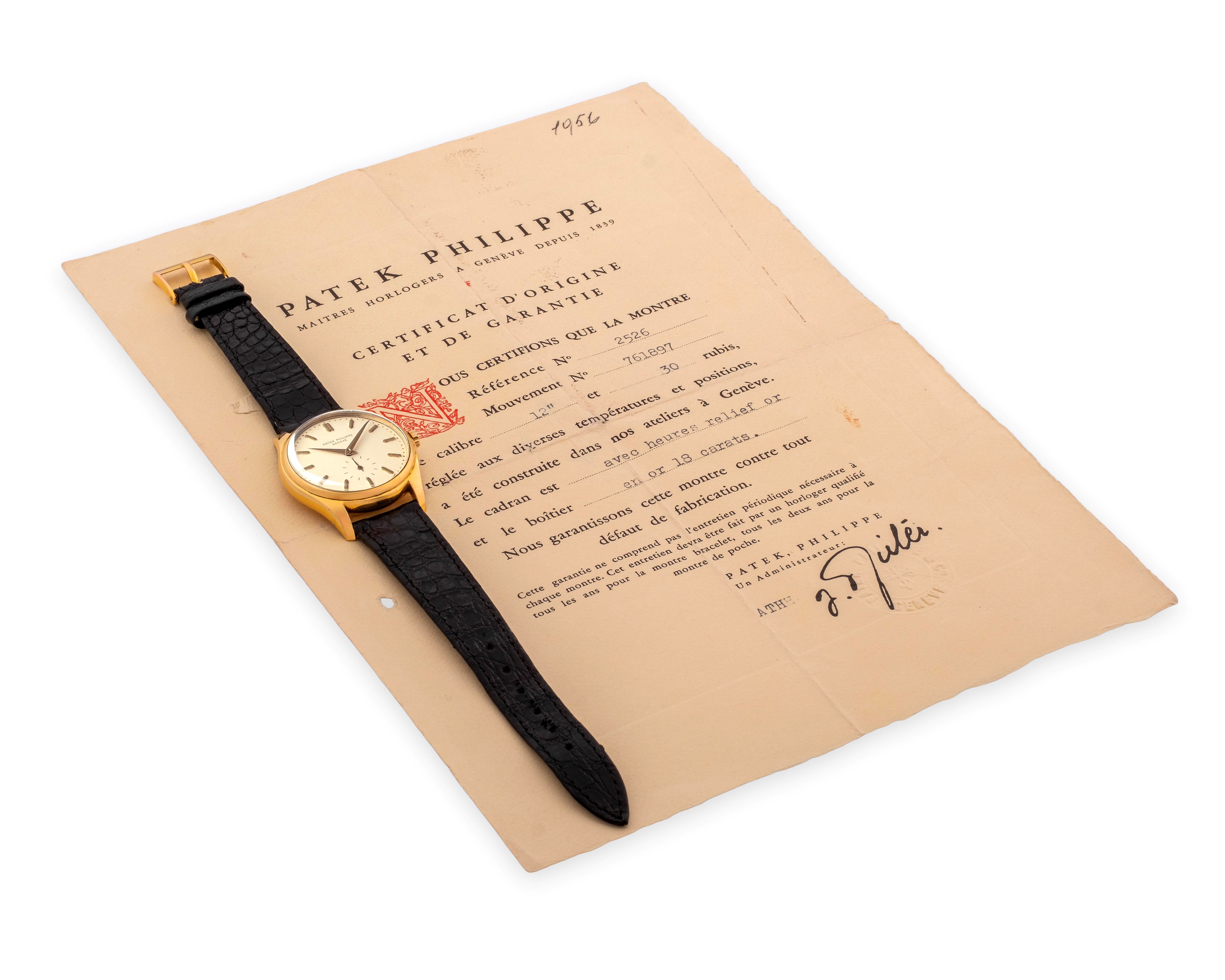 Patek Philippe - Calatrava ref. 2526, oro giallo 18k, quadrante in smalto bianco
