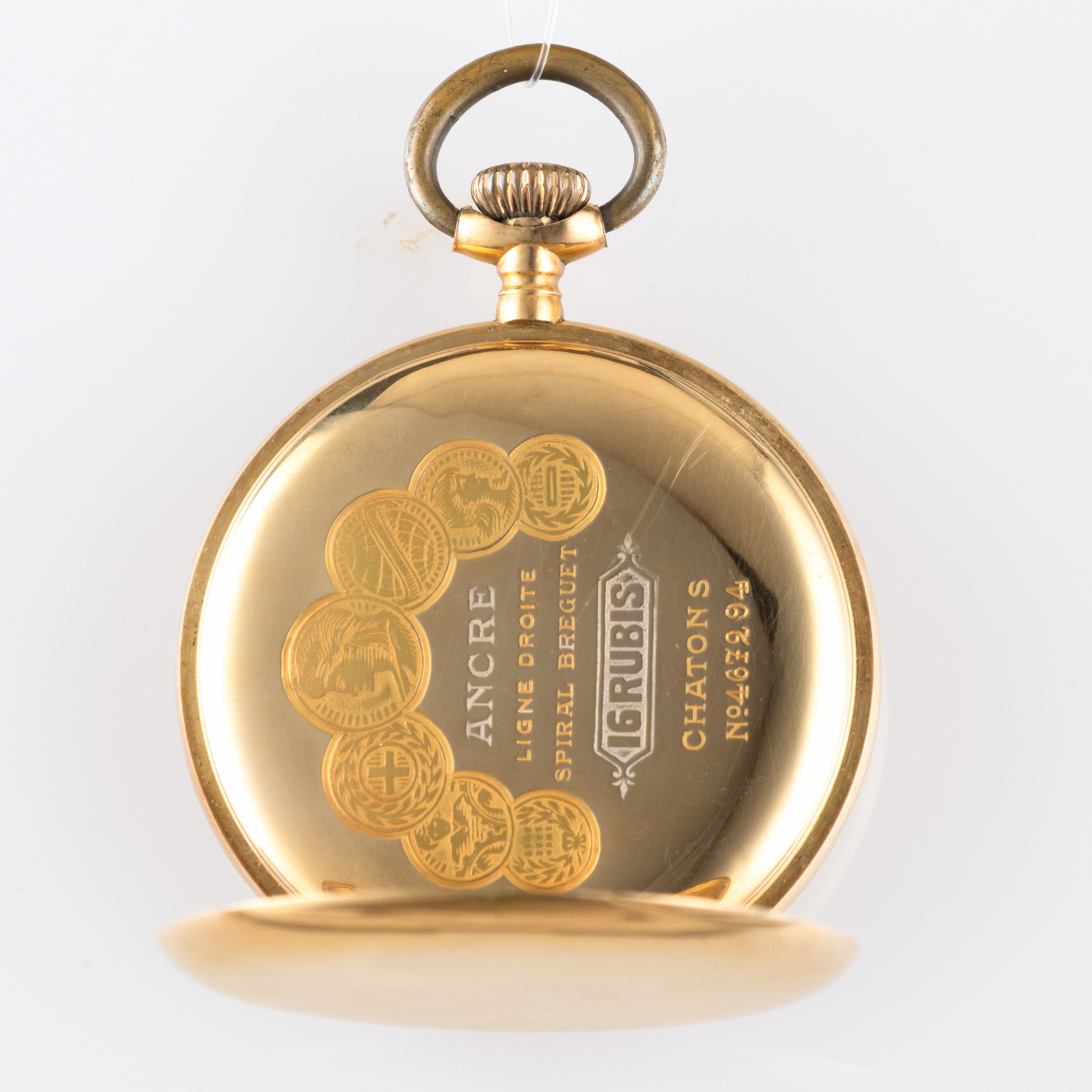 Taly - Orologio da tasca in oro giallo 18k con quadrante in smalto bianco