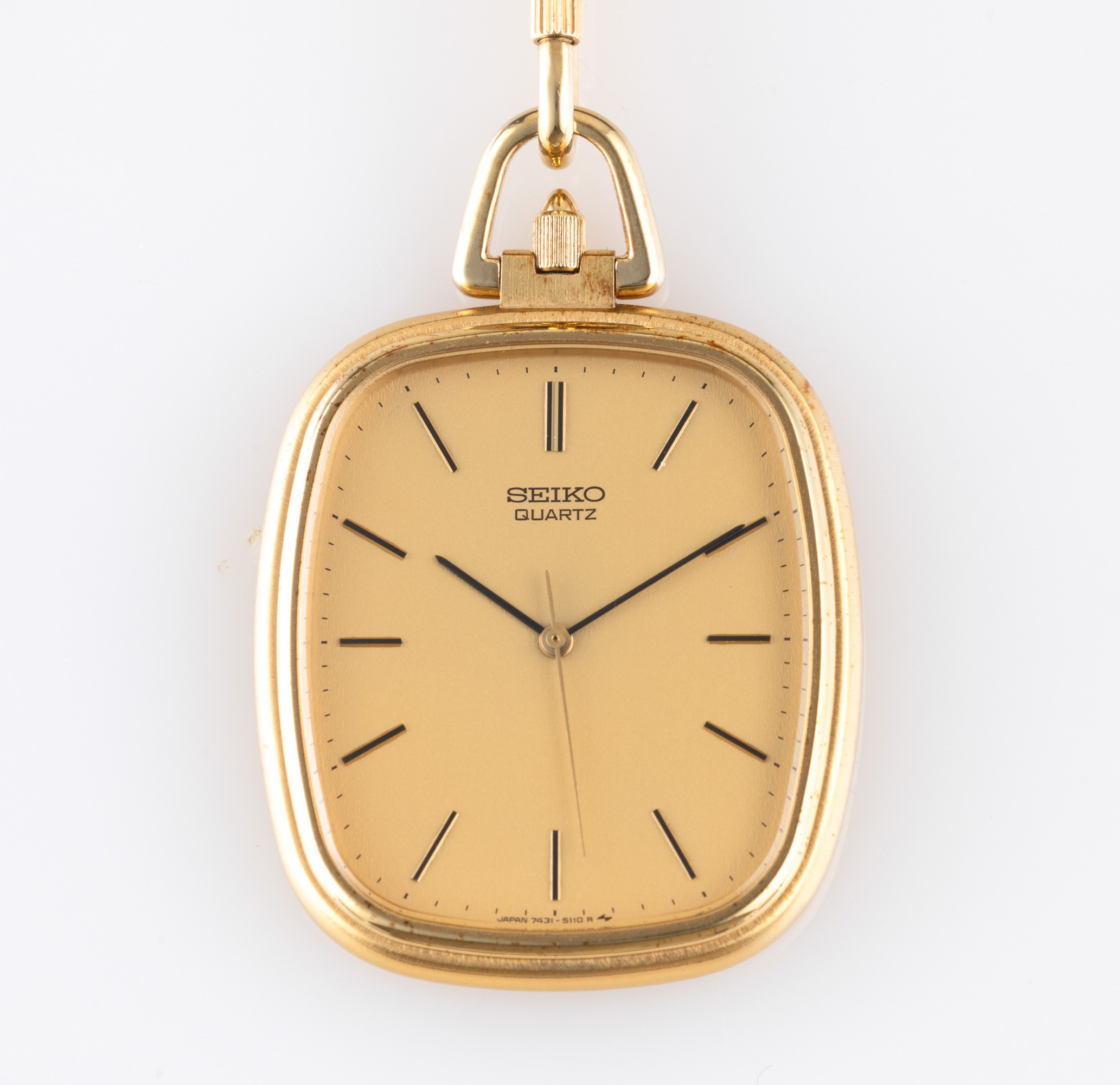 Seiko - Orologio da Tasca in Metallo Laminato con Catenella, Quadrante Champagne con Indici Appli...