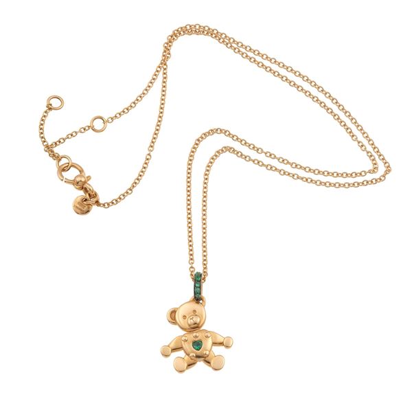 Emerald and gold "Orsetto" pendent necklace. Signed Pomellato. Pendant numbered n. C200052007, necklace  [..]