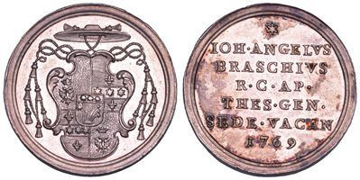 Giannangelo Braschi (Pio VI), Medaglia in argento emessa durante la sede vacante del 1769