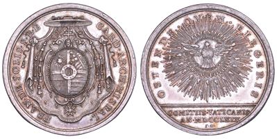 Cardinale Francesco de Solis Folch de Cardona, Medaglia in argento, Stato Pontificio, Sede Vacant...