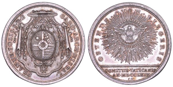 STATO PONTIFICIO. SEDE VACANTE 1769. Medaglia in argento emessa dal Cardinale Francesco de Solis Folch de Cardona.