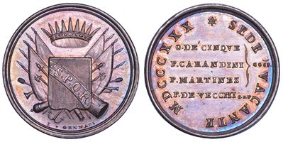 Stato Pontificio, Medaglia in argento per la Sede Vacante 1830-1831