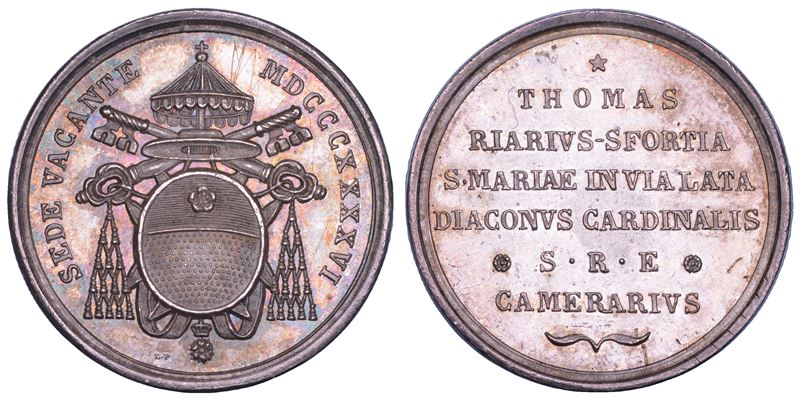 STATO PONTIFICIO. SEDE VACANTE 1846. Medaglia in argento emessa dal Cardinale Camerlengo Tommaso Riario Sforza.  - Asta Numismatica - Cambi Casa d'Aste