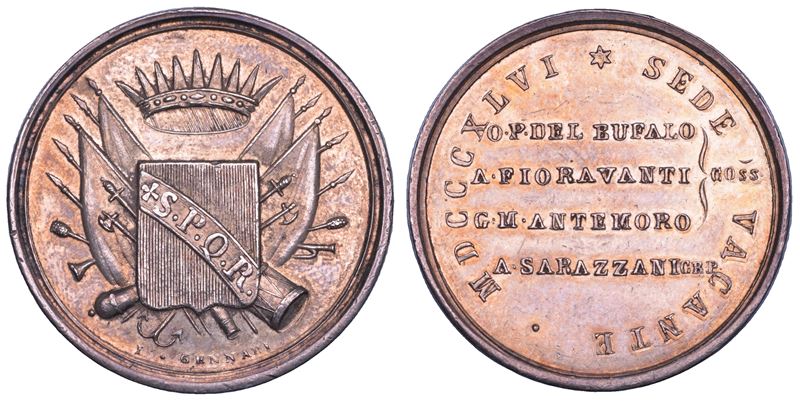 STATO PONTIFICIO. SEDE VACANTE 1846. Medaglia in argento emessa dai Conservatori della Città di Roma.  - Auction Numismatics - Cambi Casa d'Aste