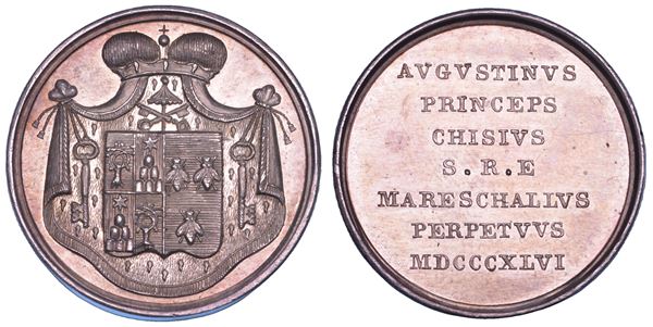 STATO PONTIFICIO. SEDE VACANTE 1846. Medaglia in argento emessa dal Maresciallo del Conclave Principe Agostino Chigi.