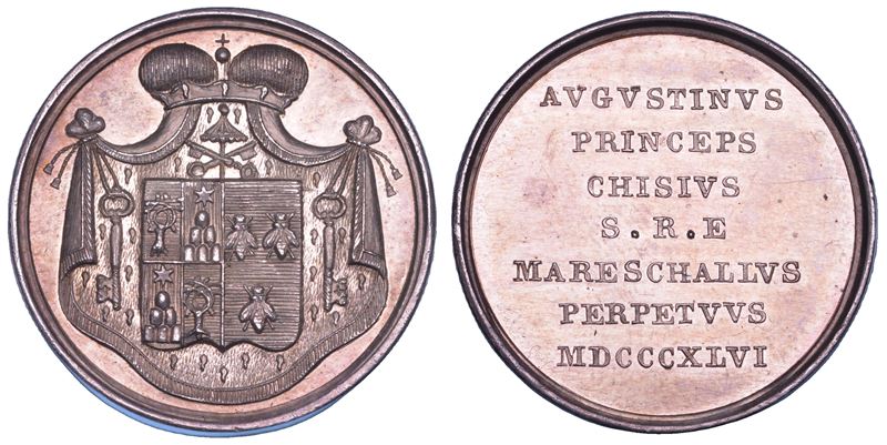 STATO PONTIFICIO. SEDE VACANTE 1846. Medaglia in argento emessa dal Maresciallo del Conclave Principe Agostino Chigi.  - Auction Numismatics - Cambi Casa d'Aste