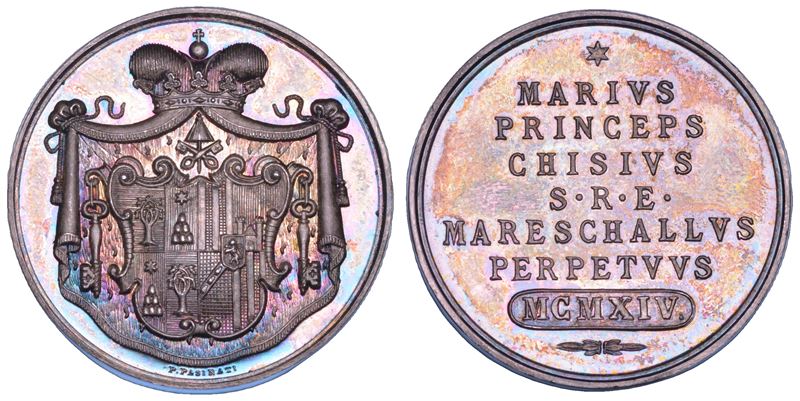 ROMA. SEDE VACANTE 1914. Medaglia in argento emessa dal Maresciallo del Conclave Principe Mario Chigi.  - Asta Numismatica - Cambi Casa d'Aste