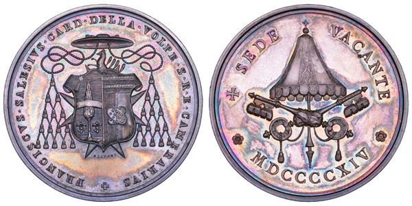 ROMA. SEDE VACANTE 1914. Medaglia in argento emessa dal Cardinale Camerlengo Francesco Salesio Della Volpe (seconda variante).
