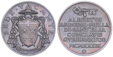 Medaglia in argento, Vaticano. Sede vacante 1939, Governatore Monsignore Alberto Arborio Mella di...