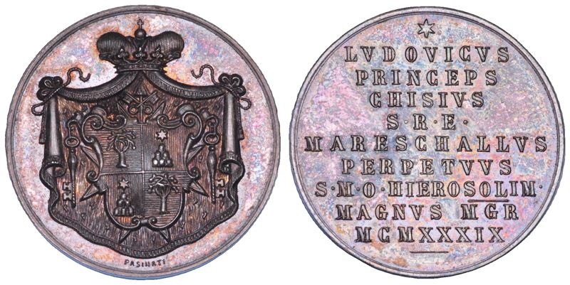VATICANO. SEDE VACANTE 1939. Medaglia in argento emessa dal Maresciallo del Conclave Principe Ludovico Chigi.  - Auction Numismatics - Cambi Casa d'Aste