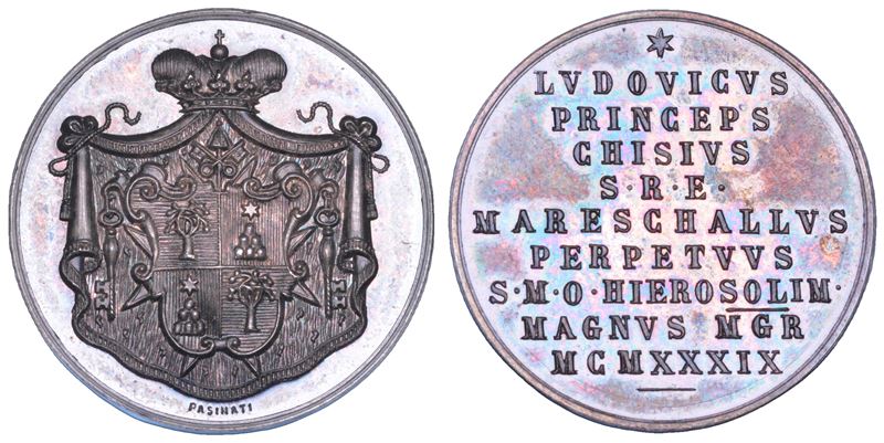 VATICANO. SEDE VACANTE 1939. Medaglia in argento emessa dal Maresciallo del Conclave Principe Ludovico Chigi.  - Asta Numismatica - Cambi Casa d'Aste