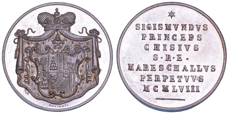 VATICANO. SEDE VACANTE 1958. Medaglia in argento emessa dal Maresciallo del Conclave Principe Sigismondo Chigi (prima variante).  - Asta Numismatica - Cambi Casa d'Aste