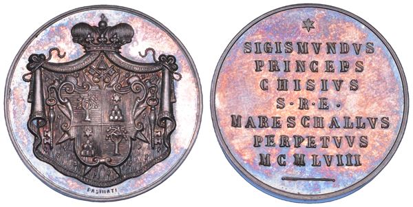 VATICANO. SEDE VACANTE 1958. Medaglia in argento emessa dal Maresciallo del Conclave Principe Sigismondo Chigi (seconda variante).