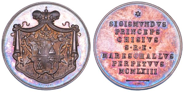 VATICANO. SEDE VACANTE 1963. Medaglia in argento emessa dal Maresciallo del Conclave Principe Sigismondo Chigi. Anepigrafe.