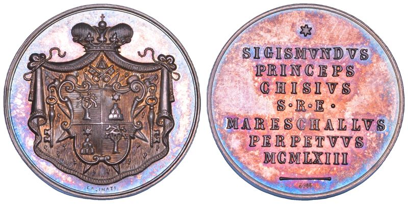 VATICANO. SEDE VACANTE 1963. Medaglia in argento emessa dal Maresciallo del Conclave Principe Sigismondo Chigi. Anepigrafe.  - Asta Numismatica - Cambi Casa d'Aste