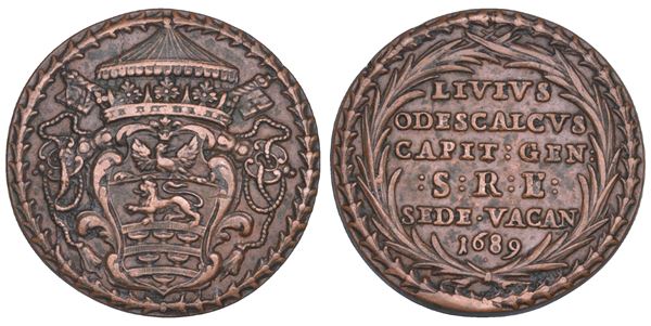 STATO PONTIFICIO. SEDE VACANTE 1689. Medaglia in bronzo emessa dal Capitano Generale Livio Odescalchi. Anepigrafe.