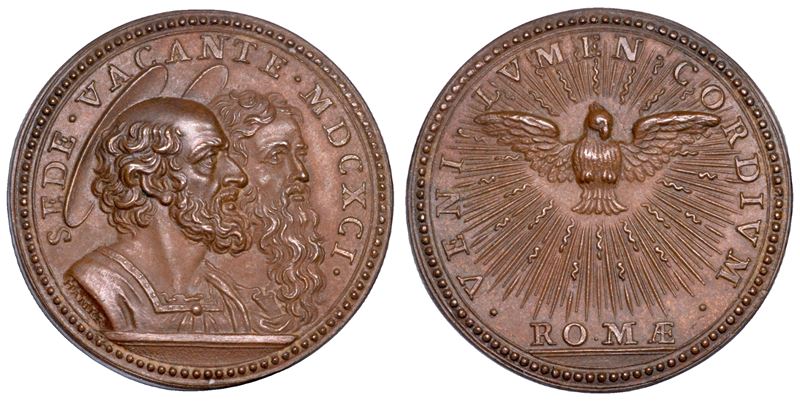 STATO PONTIFICIO. SEDE VACANTE 1691. Medaglia in bronzo emessa dal Camerlengo Cardinale Paluzzo Paluzzi-Altieri.  - Asta Numismatica - Cambi Casa d'Aste
