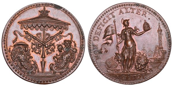 STATO PONTIFICIO. SEDE VACANTE 1721. Medaglia in bronzo. Bologna.