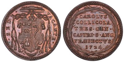Collicola, Medaglia in bronzo, Stato Pontificio, Sede Vacante 1724
