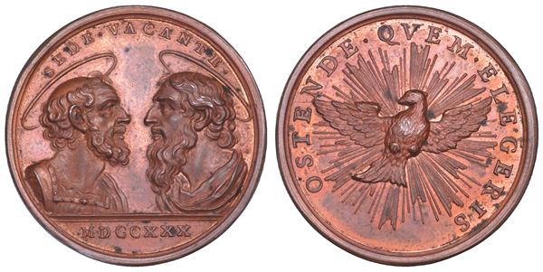STATO PONTIFICIO. SEDE VACANTE 1730. Medaglia in bronzo emessa per la festività dei Santi Pietro e Paolo del 29 giugno 1730.