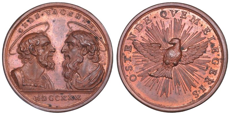 STATO PONTIFICIO. SEDE VACANTE 1730. Medaglia in bronzo emessa per la festività dei Santi Pietro e Paolo del 29 giugno 1730.  - Auction Numismatics - Cambi Casa d'Aste