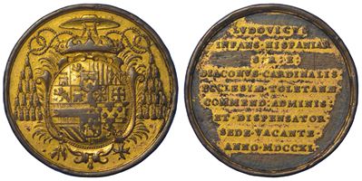 Cardinale Ludovico di Borbone, Medaglia in bronzo dorato emessa durante la Sede Vacante del 1740