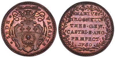 Monsignore Mario Bolognetti, Medaglia in bronzo emessa nel 1740