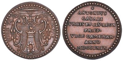 Monsignore Antonio Casali, Medaglia in bronzo del Governatore di Roma, 1769