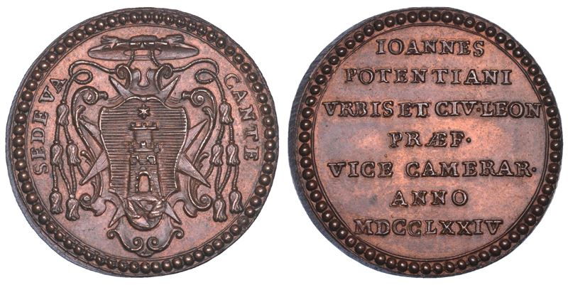 STATO PONTIFICIO. SEDE VACANTE 1774-1775. Medaglia in bronzo emessa dal Governatore di Roma e Vice Camerlengo Monsignore Giovanni Potenziati.  - Auction Numismatics - Cambi Casa d'Aste