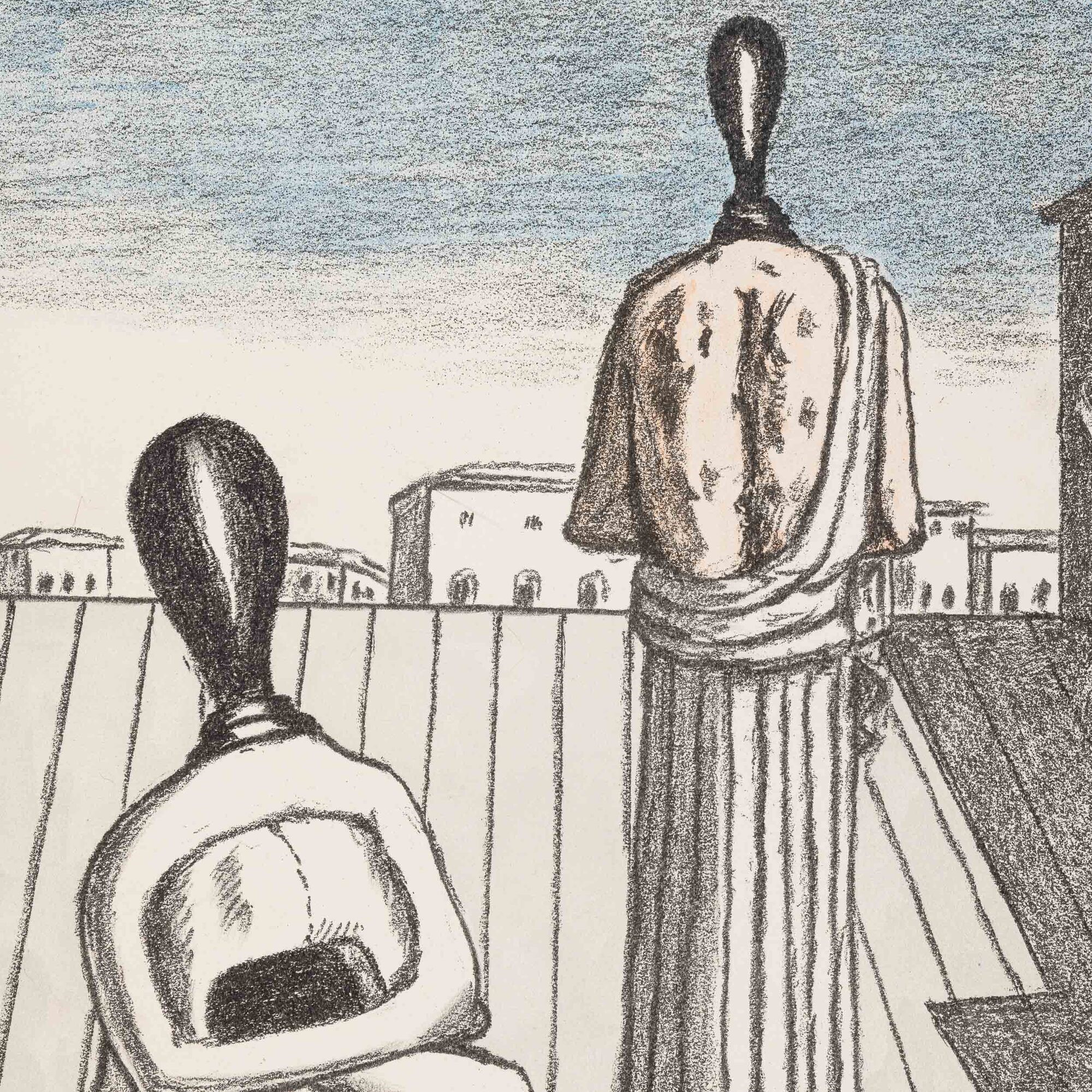Giorgio De Chirico - Le muse del pomeriggio, litografia