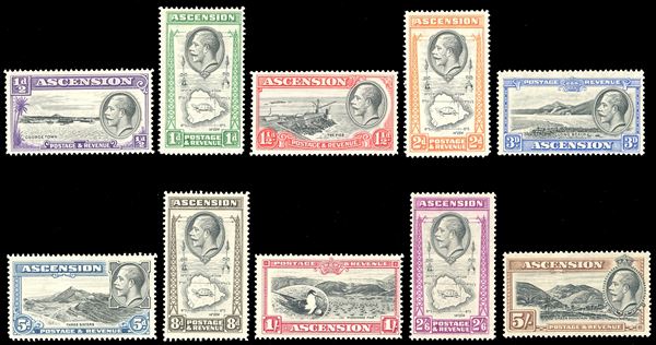 BRITISH COLONIES ASCENSION 1934 - Giorgio V, serie completa (Yv.21/30), nuovi, gomma originale, MH, perfetti.