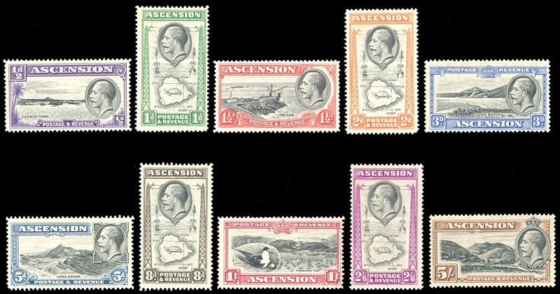 BRITISH COLONIES ASCENSION 1934 - Giorgio V, serie completa (Yv.21/30), nuovi, gomma originale, MH, perfetti.  - Auction Philately - Cambi Casa d'Aste