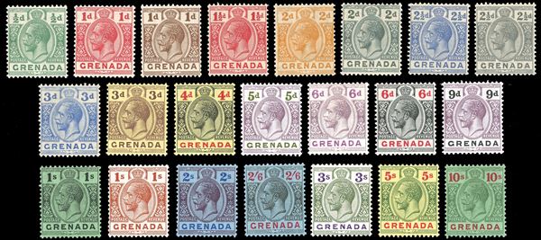 BRITISH COLONIES-GRENADA 1921/29 - Giorgio V, serie completa (Yv.83/104), nuovi, gomma originale, perfetti, MH.