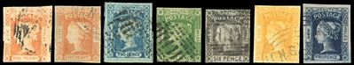 Colonie Britanniche - Nuovo Galles del Sud, 1851/54 - Regina Vittoria, serie completa (Yv. 8/14),...