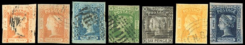 BRITISH COLONIES-NEW SOUTH WALES 1851/54 - Regina Vittoria, serie completa (Yv.8/14), usati, da esaminare.  - Auction Philately - Cambi Casa d'Aste