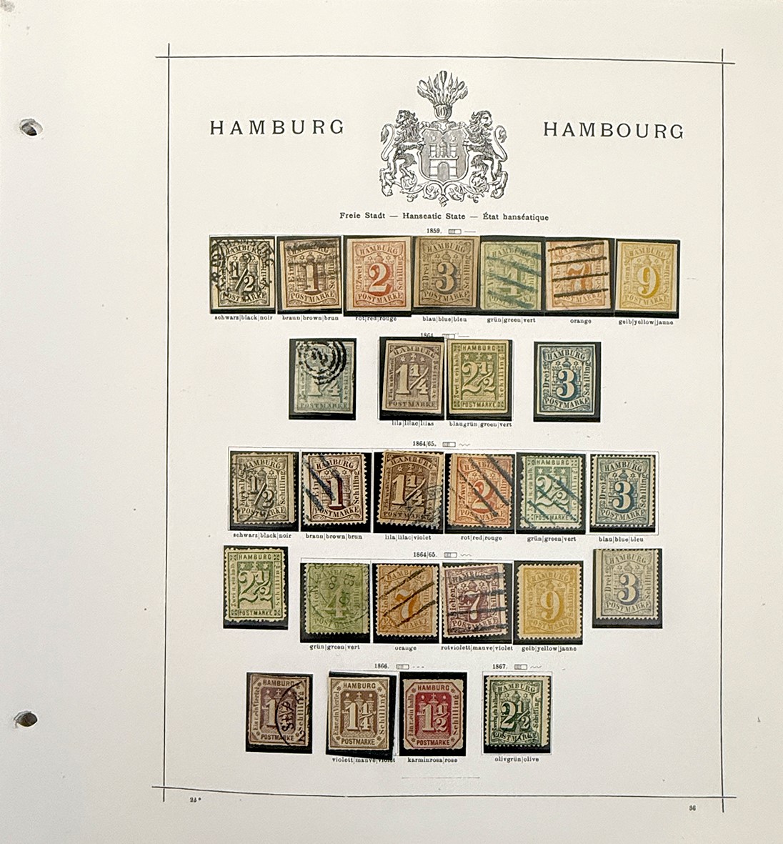 Collezione di francobolli tedeschi antichi, 1849-1912, nuovi e usati