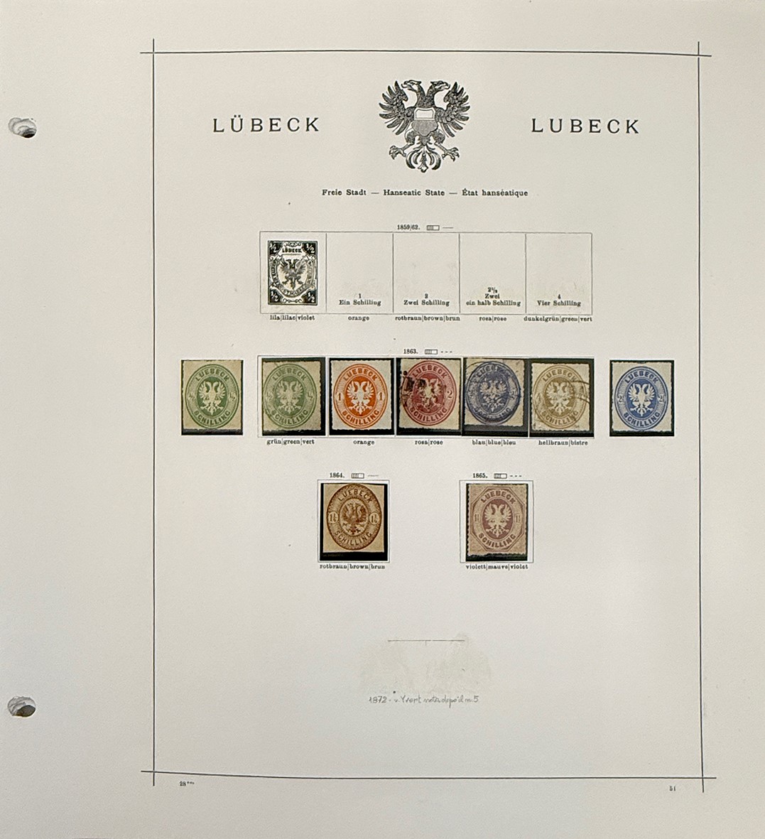 Collezione di francobolli tedeschi antichi, 1849-1912, nuovi e usati