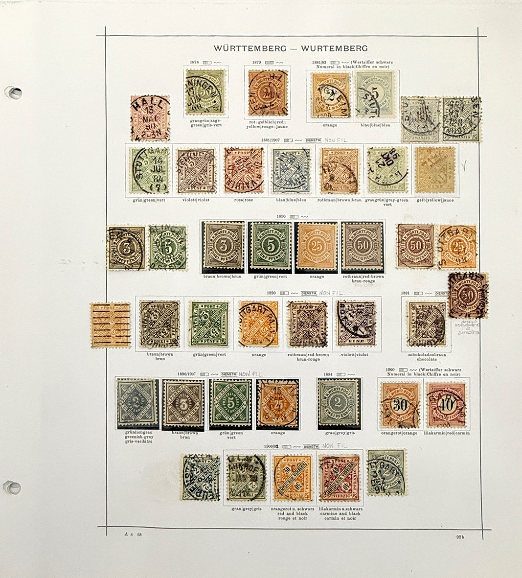 Collezione di francobolli tedeschi antichi, 1849-1912, nuovi e usati