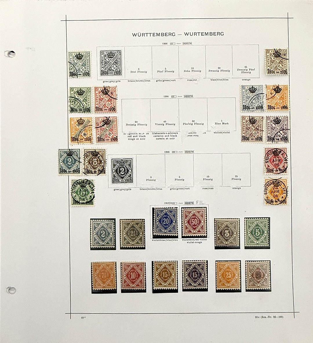 Collezione di francobolli tedeschi antichi, 1849-1912, nuovi e usati