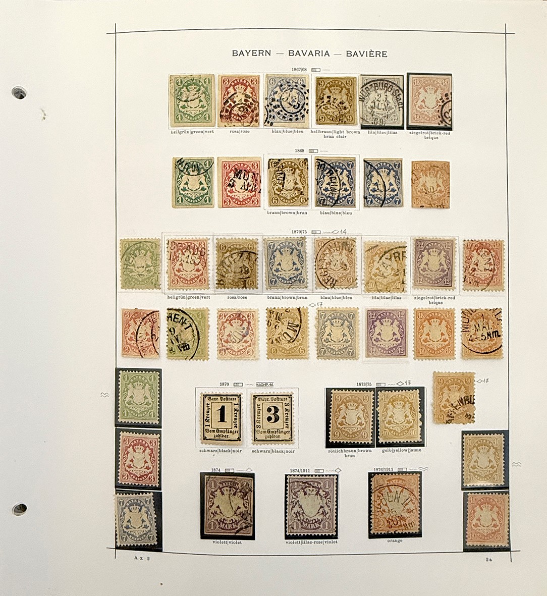 Collezione di francobolli tedeschi antichi, 1849-1912, nuovi e usati