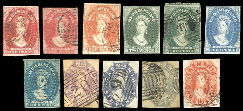 BRITISH COLONIES-TASMANIA 1857/1860 - Bell'insieme di 11 esemplari nuovi e usati del periodo. Da esaminare.  - Auction Philately - Cambi Casa d'Aste
