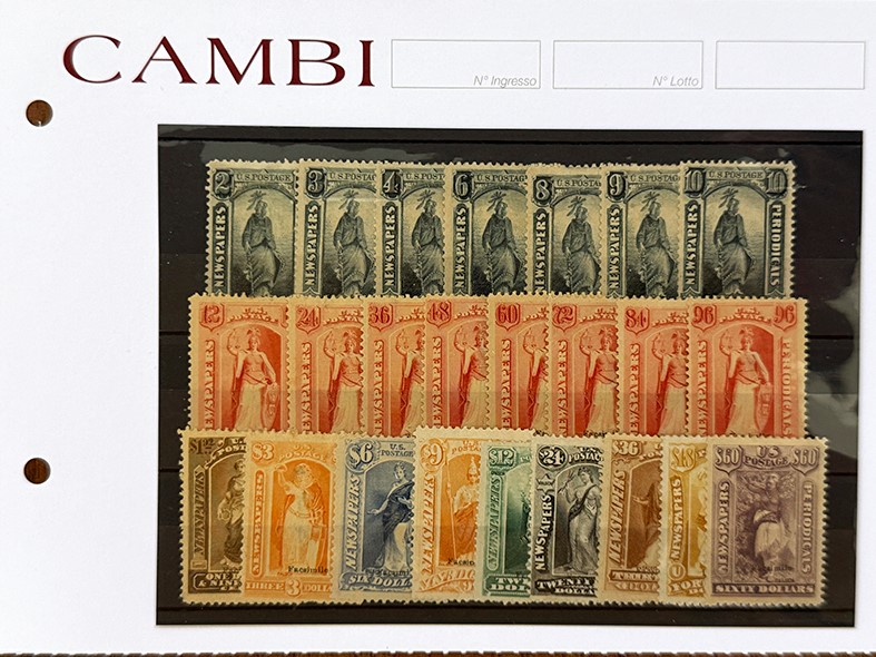 Collezione di francobolli, 1850/1920 - Insieme di cartonicini con esemplari nuovi e usati