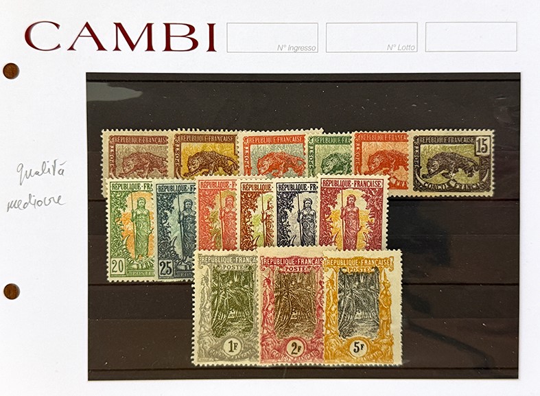 Collezione di francobolli, 1850/1920 - Insieme di cartonicini con esemplari nuovi e usati