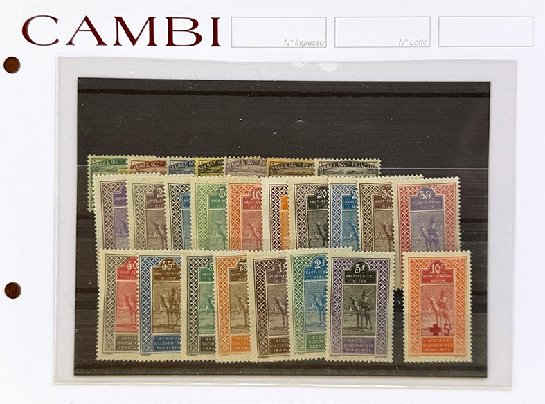 Collezione di francobolli, 1850/1920 - Insieme di cartonicini con esemplari nuovi e usati