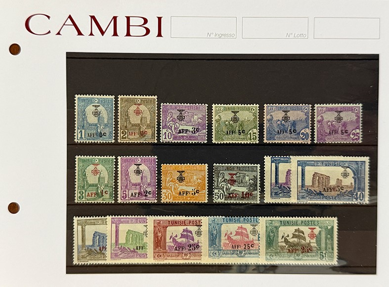 Collezione di francobolli, 1850/1920 - Insieme di cartonicini con esemplari nuovi e usati