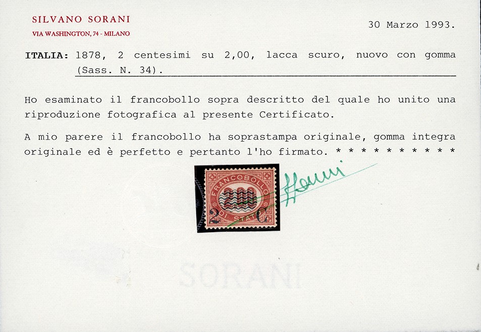 Servizio soprastampati, serie completa (29/36), 1878, gomma originale integra