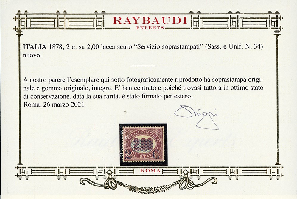 Servizio soprastampati, serie completa (29/36), 1878, gomma originale integra