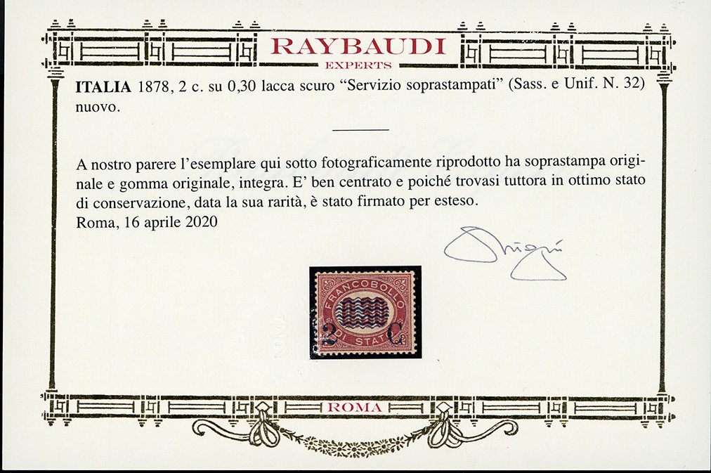 Servizio soprastampati, serie completa (29/36), 1878, gomma originale integra